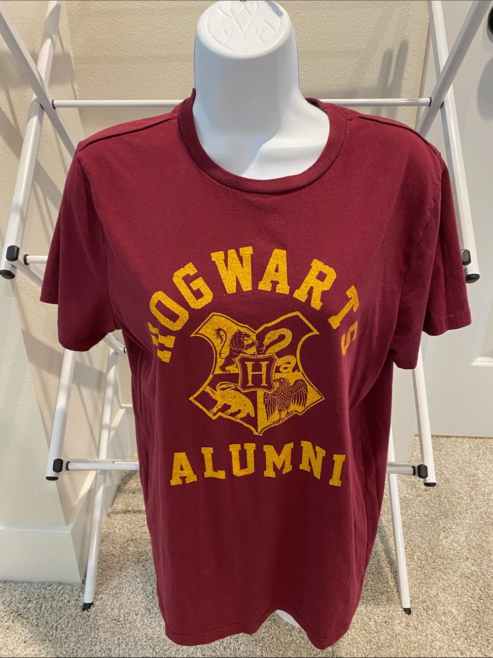 Warner Bros. Maroon Hogwarts Alumni Graphic Tee with Yellow Crest